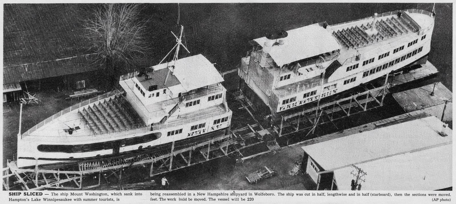 Ship under reconstruction in Wolfeboro dockyard